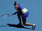 Česká tenistka Karolína Plíšková smutní po porážce ve třetím kole Australian...
