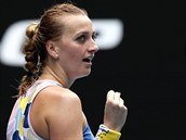 Petra Kvitová se raduje z postupu do čtvrtfinále Australian Open.