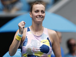 Česká tenistka Petra Kvitová se raduje z postupu do osmifinále Australian Open.
