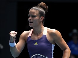 Řekyně Maria Sakkariová se povzbuzuje v osmifinále Australian Open.