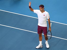 vcar Roger Federer se raduje z postupu do semifinle Australian Open.