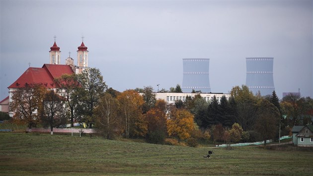 Běloruská jaderná elektrárna umístěná nedaleko města Astravec (11. listopadu 2019)