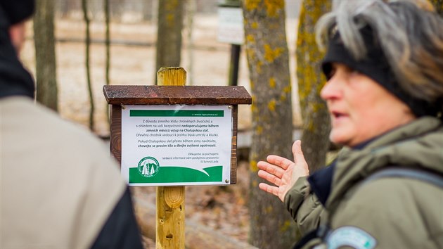 Strkyn parku Jana Erika Hejralov kontroluje turisty u Chalupsk slati.