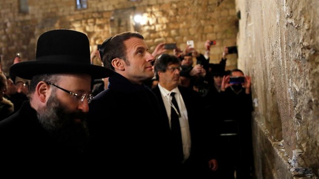 Francouzský prezident Emmanuel Macron navštívil Jeruzalém. (22. ledna 2020)