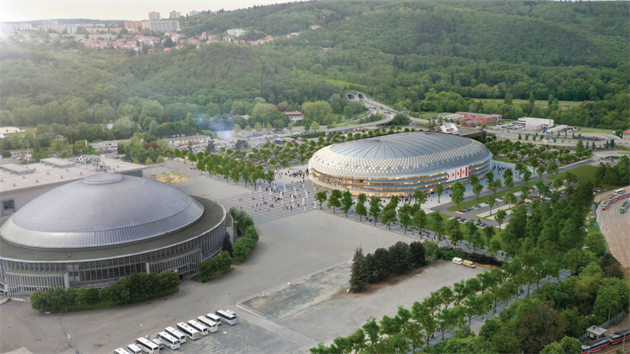Novou hokejovou halu pro Kometu chtějí postavit na brněnském výstavišti za pavilonem Z v sousedství Bauerovy ulice (rok 2020).