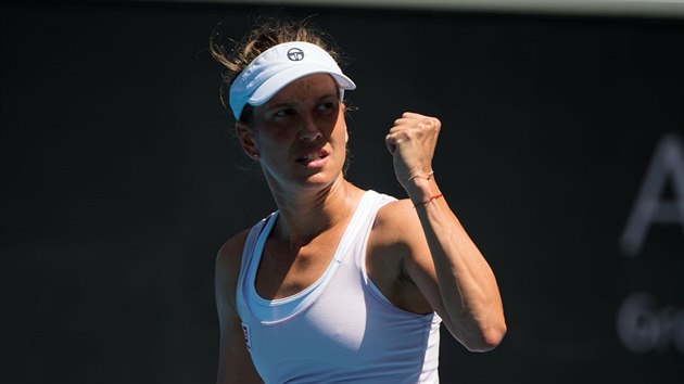 Barbora Strcov ve tyhe na Australian Open.