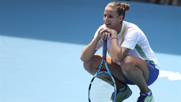 Karolína Plíšková během tréninku před startem Australian Open.