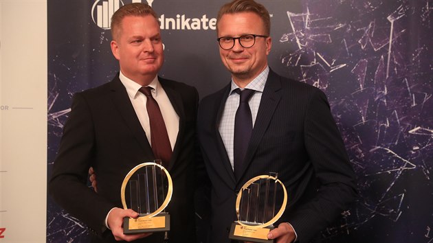 Vítězové pražského a středočeského kola Podnikatele roku Vít Kutnar (vpravo) a Jan Fidler (vlevo). (29. ledna 2020)