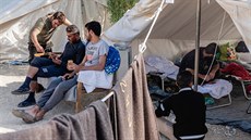 Uprchlický tábor Kokkinotrimithia na Kypru (5. listopadu 2019)