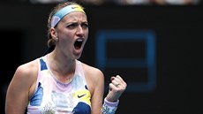 eská tenistka Petra Kvitová se povzbuzuje ve druhém kole Australian Open.