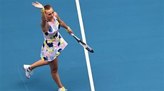Petra Kvitová slaví postup do třetího kola Australian Open.