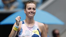 eská tenistka Petra Kvitová se raduje z postupu do osmifinále Australian Open.