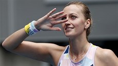 Petra Kvitová se raduje z postupu do osmifinále Australian Open.