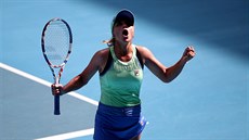 Ameri�anka Sofia Keninová slaví postup do �tvrtfinále Australian Open.
