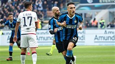Argentinský útoník Lautaro Martinez z Interu Milán slaví gól.