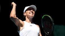 Rumunka Simona Halepová bhem tvrtfinále Australian Open.