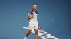 Raku�an Dominic Thiem b�hem �tvrtfinále Australian Open.