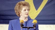Premiérka Margaret Thatcherová pi slavném projevu na College of Europe v...
