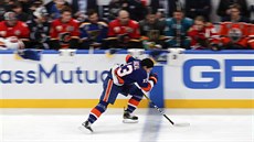 Mathew Barzal pi souti nejrychlejích brusla na Utkání hvzd NHL.
