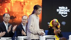 Aktivistka Greta Thunbergová na Svtovém ekonomickém fóru ve výcarském Davosu...