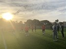 Fotbalová Slavia na tréninku bhem soustední v Portugalském Lagosu