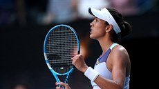 panlka Garbie Muguruzaová se raduje z postupu do finále Australian Open.