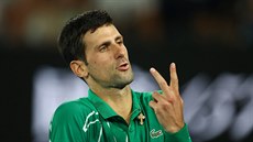 Srb Novak Djokovi bhem semifinále Australian Open.