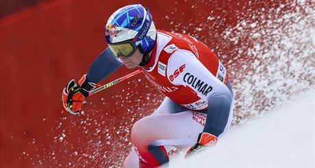Francouzský lya Alexis Pinturault na trati obího slalomu v Ga-Pa