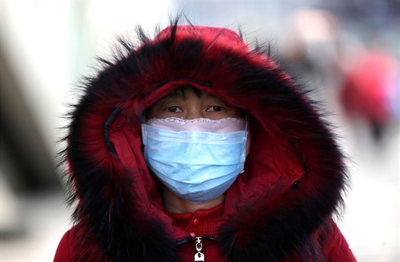 ena v rouce na ulici v ínském Pekingu (30. ledna 2020)