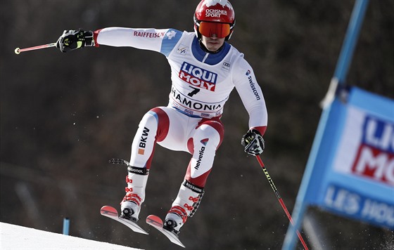 výcarský lya Loic Meillard na trati paralelního obího slalomu v Chamonix.