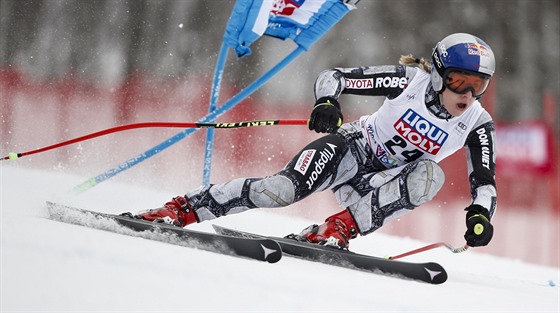 Ester Ledecká na trati super-G v Krasné Poljan