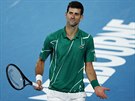 Srb Novak Djokovi se diví ve finále Australian Open.