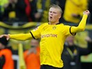 Erling Haaland, kanonýr Dortmundu, slaví svj gól proti Unionu Berlín.