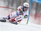 výcarská lyaka Joana Hählenová na trati super-G v Krasné Poljan