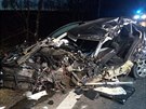 Tragick� dopravn� nehoda osobn�ho auta a kamionu na Vyso�in�.