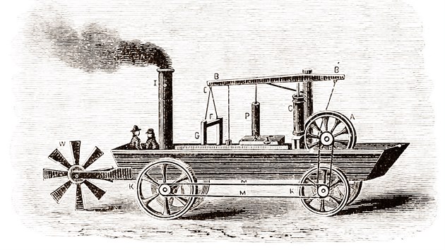Oliver Evans sestrojil například parní lokomotivu Oruktor Amphibolos (1834)