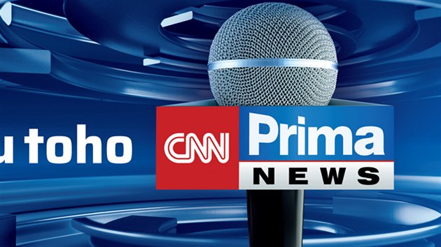 Marketingov kampani CNN Prima News vvod velk mikrofon na modrm pozad s atypickm trojhelnkovm nstavcem v barvch CNN Prima New.