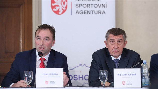 Národní sportovní agentura představila svou radu i plány. Na snímku je Milan Hnilička a Andrej Babiš (4. února 2020).