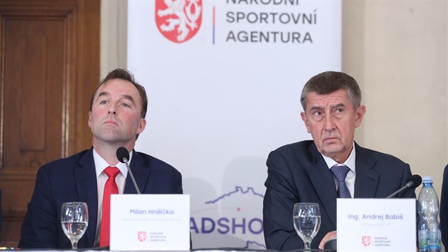 Národní sportovní agentura představila svou radu i plány. Na snímku je Milan Hnilička a Andrej Babiš (4. února 2020).
