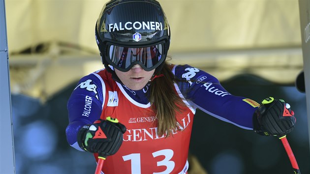 Sofia Goggiaová na startu sjezdu v Garmisch-Partenkirchenu.