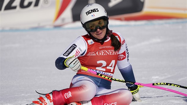 Tiffany Gauthierov v cli superobho slalomu v Garmisch-Partenkirchenu.