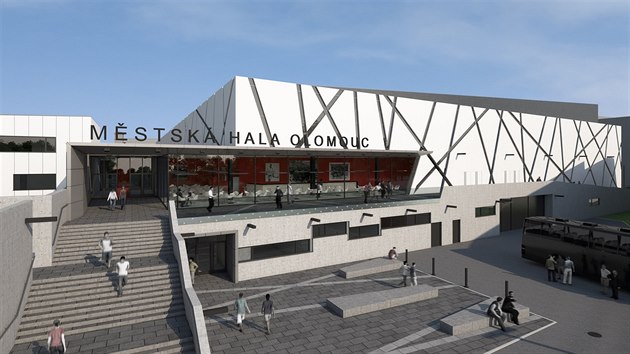 Vizualizace plánované budoucí podoby olomouckého zimního stadionu a blízkého okolí.