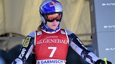 Ester Ledecká ped startem tréninkové jízdy sjezdu v Garmish-Partenkirchenu.