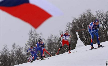 MS Lyování Liberec 2009 - Závod na 50 km volnou technikou. Jií Magál a Martin...