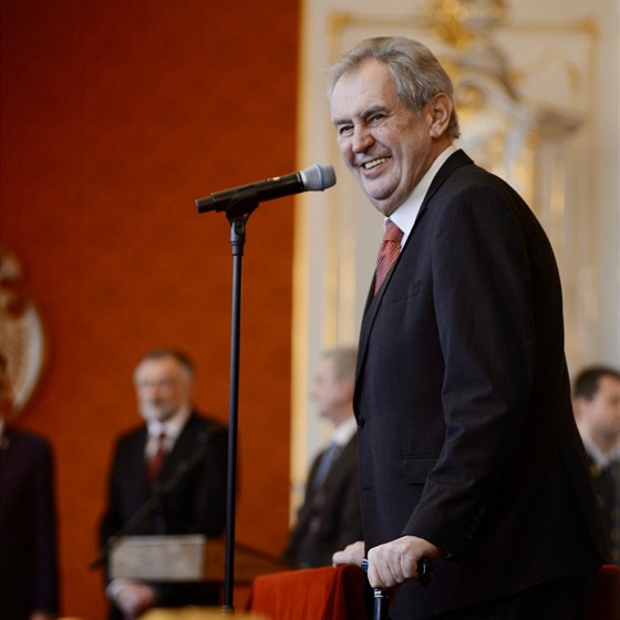 Prezident republiky Miloš Zeman v únoru při jmenování soudců na Pražském hradě....