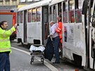 V brněnské Křížové  ulici se 17. února 2020 srazily dvě tramvaje, nehoda je se...