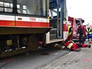 Tramvaj linky íslo 12 vykolejila 17. února 2020 v ivotského ulici v Brn....