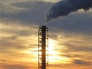 Pohled na exhalace z továrny Kornospan v Jihlav (15. 2. 2020)