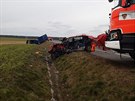 Nehoda kamionu s osobnm autem na Mladoboleslavsku. Jedna ena nehodu...