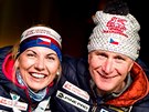 Lucie Charvátová s trenérem Egilem Gjellandem a s bronzem, který si vyjela ve...